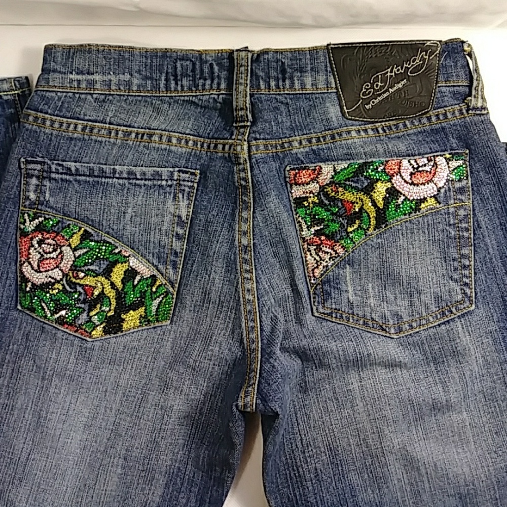 Ed Hardy Embellished Pockets Jeans Size 27